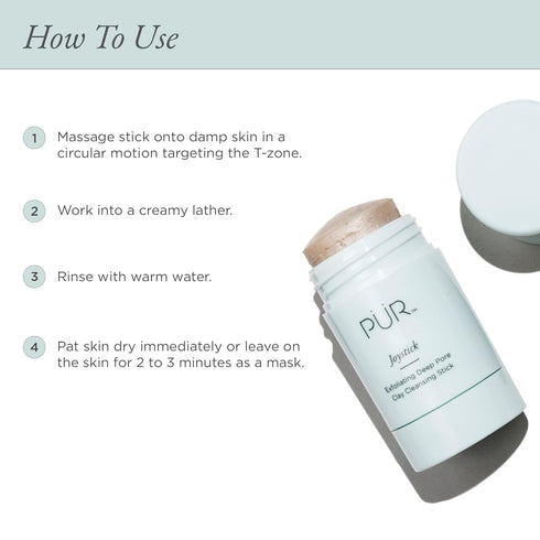 PÜR Minerals Face Clay Mask Stick, Exfoliating Deep Cleanser Joystick Clay Mask for Pores & Blackheads
