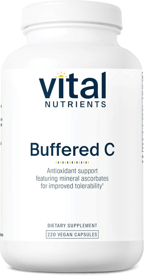 Vital Nutrients Buffered Vitamin C 500mg | Vegan Gentle Vitamin C for Immune Support - 220 Capsules
