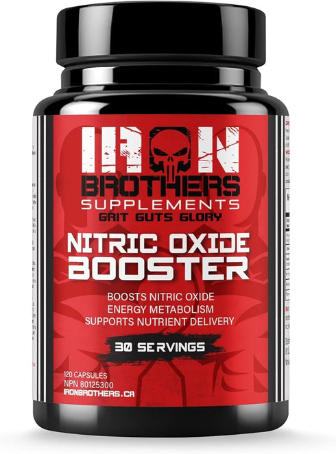 Iron Brothers Supplements Nitric Oxide Booster | Extra Strength Pumps Supplements | Pre-Workout with L-Arginine |