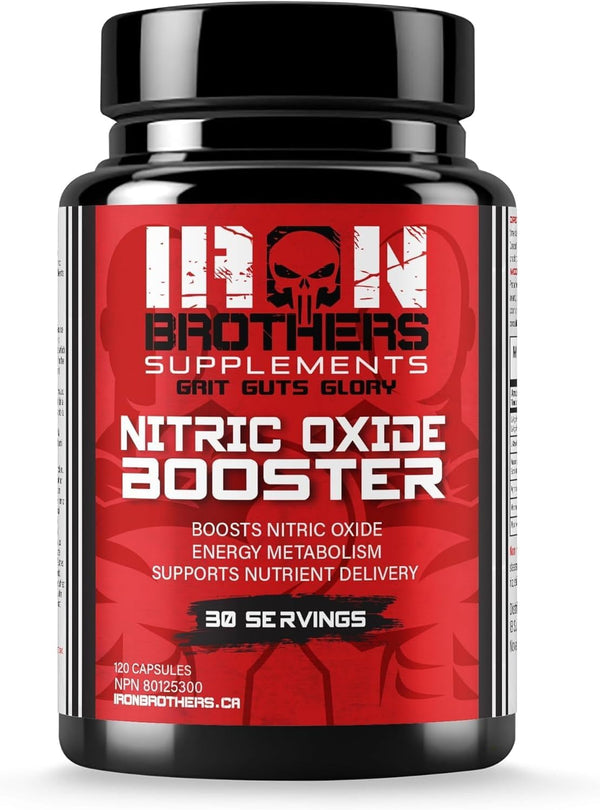 Iron Brothers Supplements Nitric Oxide Booster | Extra Strength Pumps Supplements | Pre-Workout with L-Arginine |