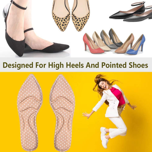 Shoe Inserts for Women - High Heel Insoles, 2 Pairs Beige, Breathable 5D Sponge Comfort Insoles for Pain Relief