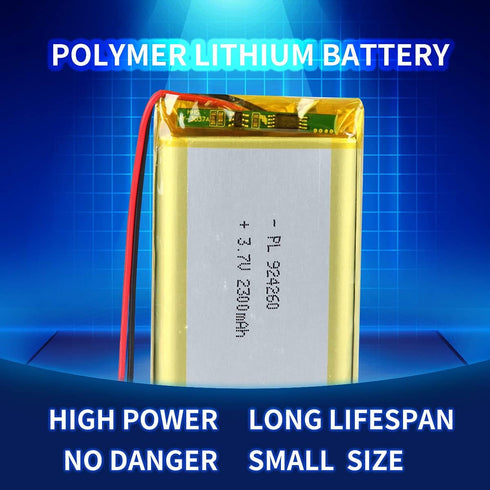 3.7V 2300mAh 924260 Lithium Polymer Ion Rechargeable Li-ion Battery with 2P PH 2.0mm Pitch Connector