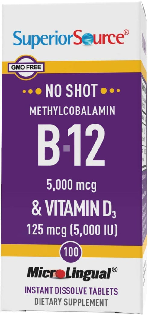 Superior Source Methyl B12 and Vitamin D3 5000 IU Multivitamins, 100 Count, 5000 mcg