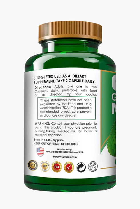 Graviola Soursop Annona muricata Anamu Moringa 1500 mg Green Superfood for Antioxidant Support - 120 Capsules