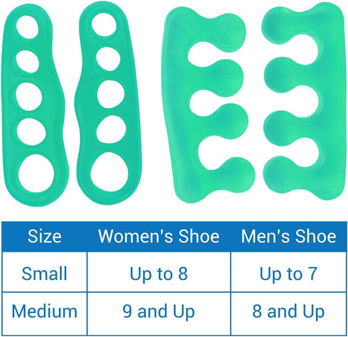 ViveSole Toe Separators, Medium (2 Pairs) - Silicone Gel Spreaders for Men & Women, Therapeutic Spa Stretchers