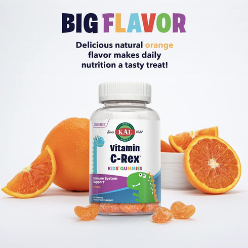 KAL Vitamin C-Rex Kids’ Gummies, Healthy Immune, Bone, Muscle & Skin Support, Vegan, Gluten Free, 60 Gummies