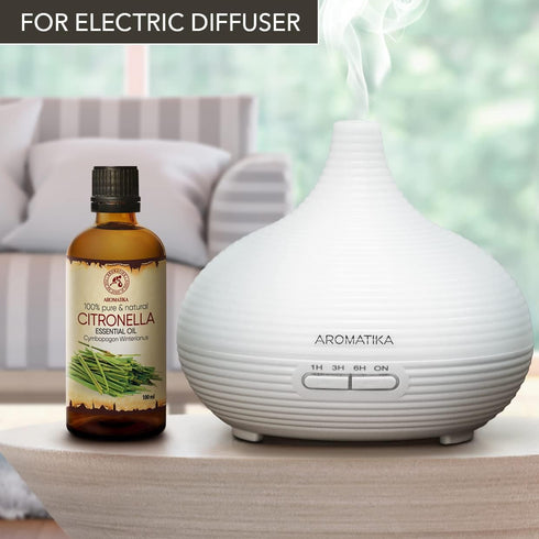 Citronella Essential Oil, 3.4 Fl Oz (100ml), 100% Pure & Natural for Massage, Sauna, Cosmetics