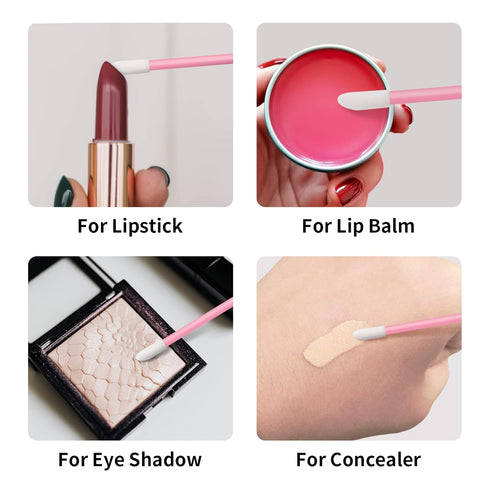 Pink Lip Wands Applicators Disposable, Vaincre 500PCS Lip Brush & Makeup Applicator Beauty Tool Kits