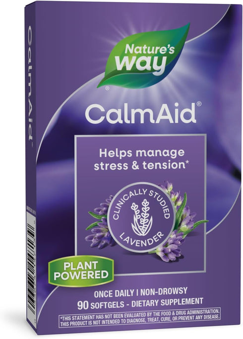 Nature's Way CalmAid - Helps Manage Stress and Tension, Clinically Studied Lavender, Non-Drowsy, 90 Softgels