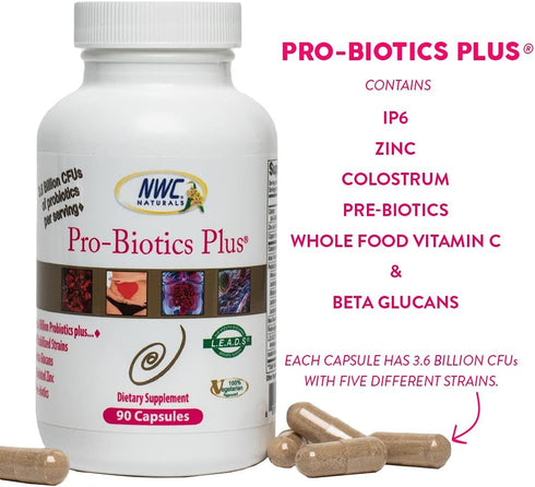 Pro-Biotics Plus, Natural Probiotics for Men, Women and Kids, Immune System Support Supplement, 90 Capsules by NWC