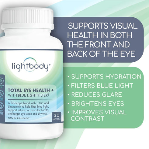 Lightbody Total Eye Health+ with Lutein, Zeaxanthin, and Blue Light Filter, 30 Softgels