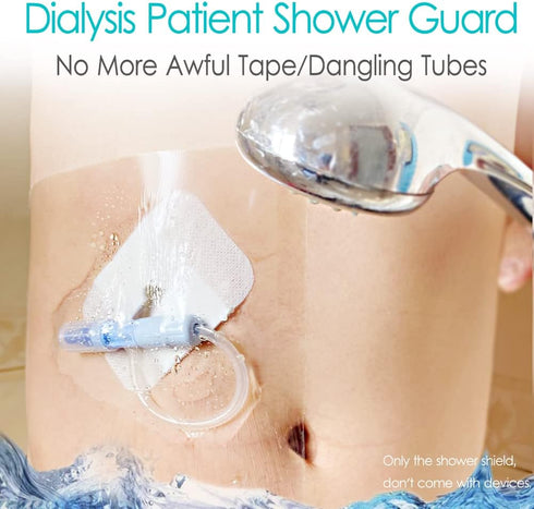 Dialysis Catheter Shower Cover 8"x8", Waterproof Protector for PD Chest Catheter, Pack of 25