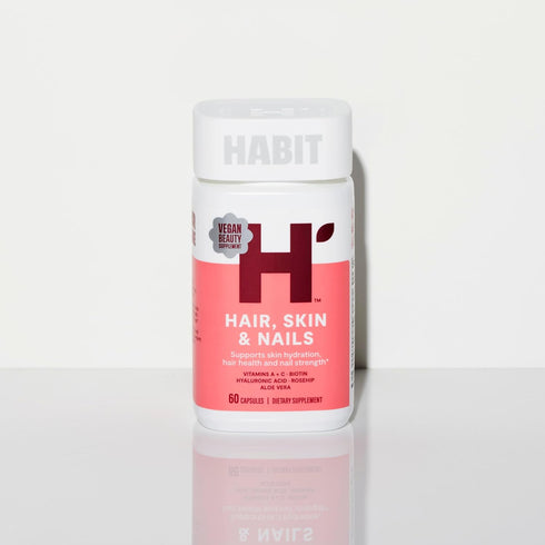 HABIT Hair, Skin & Nails Supplement (60 Capsules) - 2000mcg Biotin, Supports Skin Hydration, Hair & Nail Strength,