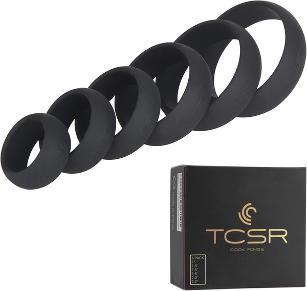 TCSR 6 Different Size Cock Rings - Medical Grade Soft Silicone Penis Rings