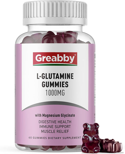L Glutamine 1000mg Gummies - Muscle Relief & Immune Support, Vegan & Non-GMO, Gluten Free (60 Count)