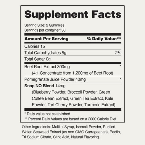 Snap Supplements Sugar Free Nitric Oxide Beet Root Gummies, 60 Gummies