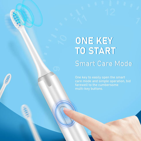 Portable Electric Vibration Toothbrush for Adults Non-Rechargeable Soft Bristle with Replacement Heads Simple Operation