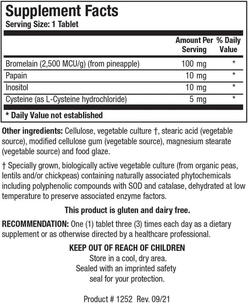 Biotics Research Bromelain Plus, Lactose Free, Dairy Free Digestive Support, 100 Tablets for Muscle Relaxation