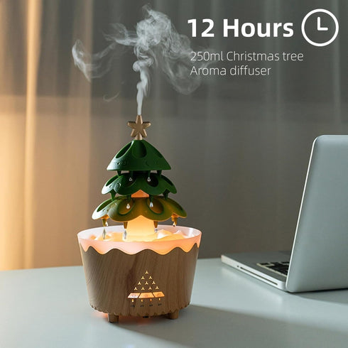 LUCOJET 250ML 7 Essential Oil Diffuser, Christmas Tree Aromatherapy Diffuser, Ultrasonic Cool Mist Humidifier