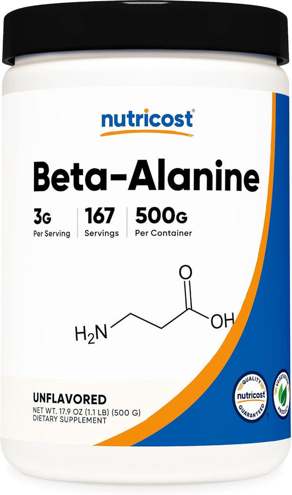 Nutricost Beta Alanine Powder 500 Grams (1.1lbs) - Pure Beta Alanine, Gluten Free