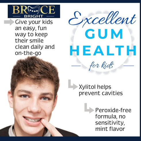 Teeth Whitening for Braces Cleaner Kit for Metal, Ceramic, Clear Brackets & Wires, No Sensitivity, Minty Foam