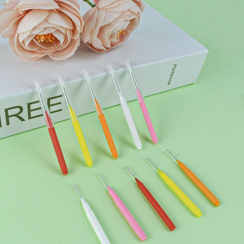 75 Pieces Braces Brush for Dental Tooth Flossing, Interdental Cleaning Tool in 5 Colors