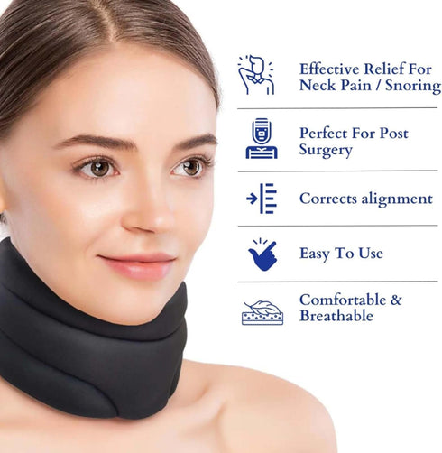 longjunjunfashion RT67) Cervicorrect Neck Brace, Cervical Support for Snoring, Neck Pain Relief, Soft Foam, Women Men