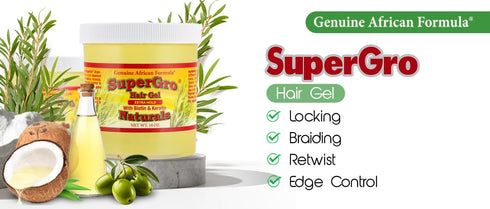 SuperGro Extra Hold Gel for Natural Hair Styling, 16 oz