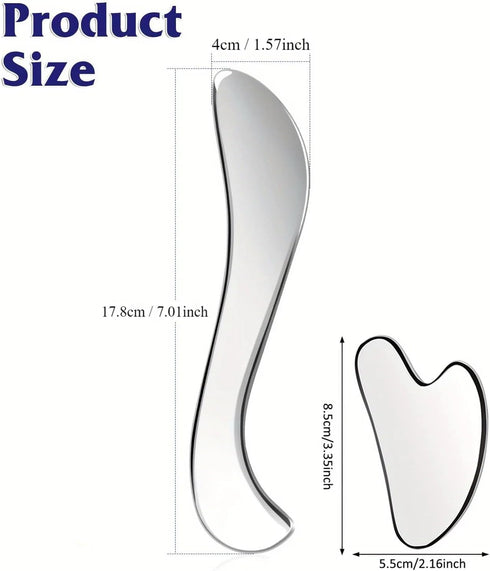 Yiodauh 4 Scraping Massage Tool Pcs Stainless Steel Myofascial Gua Sha Board, Handheld Neck And Shoulder Release Knife