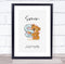 The Card Zoo New Baby Birth Details Christening Nursery Bear Initial S Keepsake Gift Print