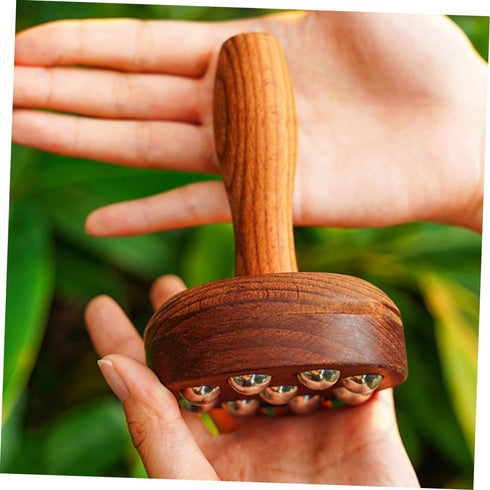 Portable Massager for Deep Tissue Muscle Relief Detachable Wooden Roller with Balls for Neck Back Arm and Thigh