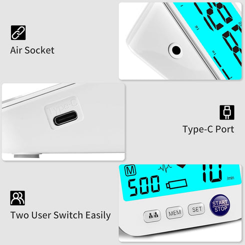 Blood Pressure Monitor Upper Arm, Large LED Backlit Screen, 1000 Sets Memory Automatic Digital BP Machine