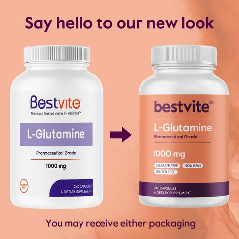 BESTVITE L-Glutamine 1000mg per Capsule (240 Capsules) - Maximum Strength Supplement