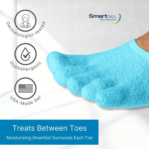 NatraCure 5-Toe Gel Lined Foot Moisturizing Socks - Aloe & Shea Infused Hydrating Socks for Dry Cracked Heels
