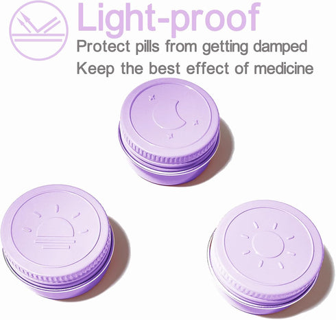 Extra Small Single Pill Box for Purse (3 Pack), Aluminum Screw Top Pill Container, Portable Waterproof Case
