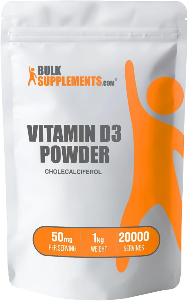 BulkSupplements.com Vitamin D3 Powder - Cholecalciferol, Gluten Free, 5000 IU per Serving, 1kg (2.2 lbs)