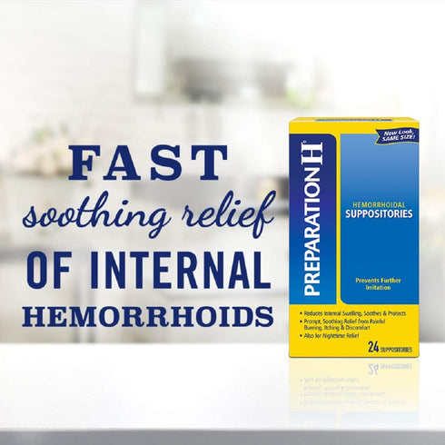 Preparation H Hemorrhoid Suppositories, 12 Count for Itching and Discomfort Relief