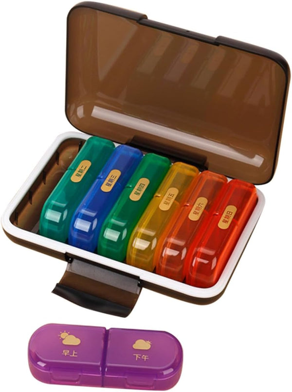 NUSITOU Weekly Pill Organizer 7-Day Portable Medicine Storage Case with Multi-Grid Compartments, Compact