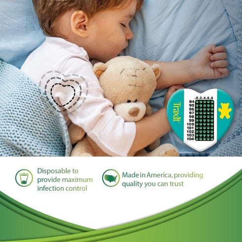 12 Pack - Fahrenheit Children’s Axillary Thermometer, Continuous Read, Single-Use Pediatric Thermometer