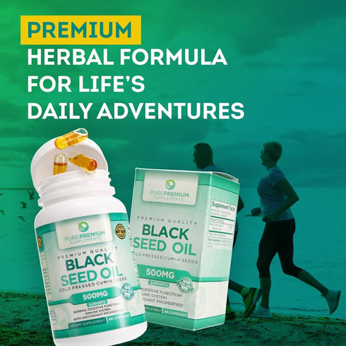 PurePremium Black Seed Oil, 500mg, Organic Nigella Sativa Seeds, Cold Pressed Black Cumin Seed Oil Extract, 90 Capsules