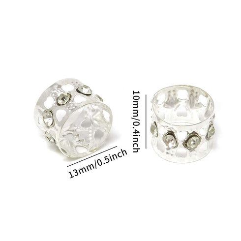 Honbay 20PCS Silver Rhinestone Hair Rings, Dreadlocks Beads, Braiding Hair Jewelry