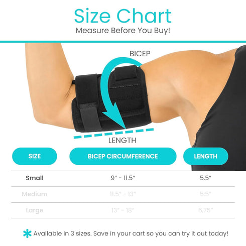 Vive Bicep Brace Compression Sleeve - Tendonitis Upper Arm Support Brace for Pain Relief, Comfortable & Adjustable
