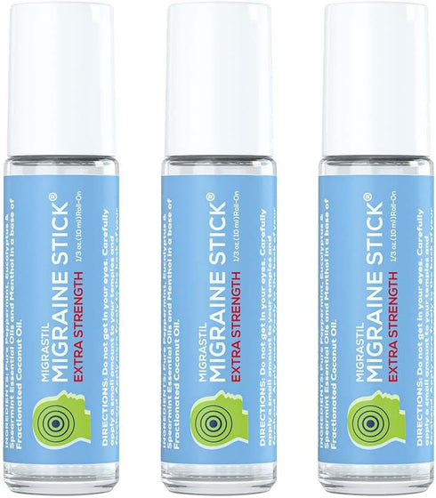 Basic Vigor Migrastil Extra Strength Migraine Stick - Strong Aromatherapy Roll On with Menthol, No Lavender