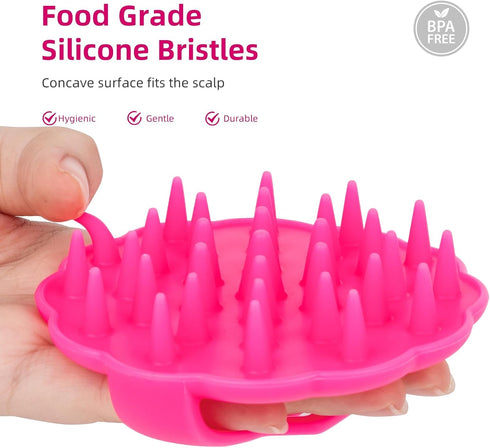Scalp Massager Hair Growth Scrubber with Silicone Bristles, Wet Dry Hair Care for Women and Men (Red)