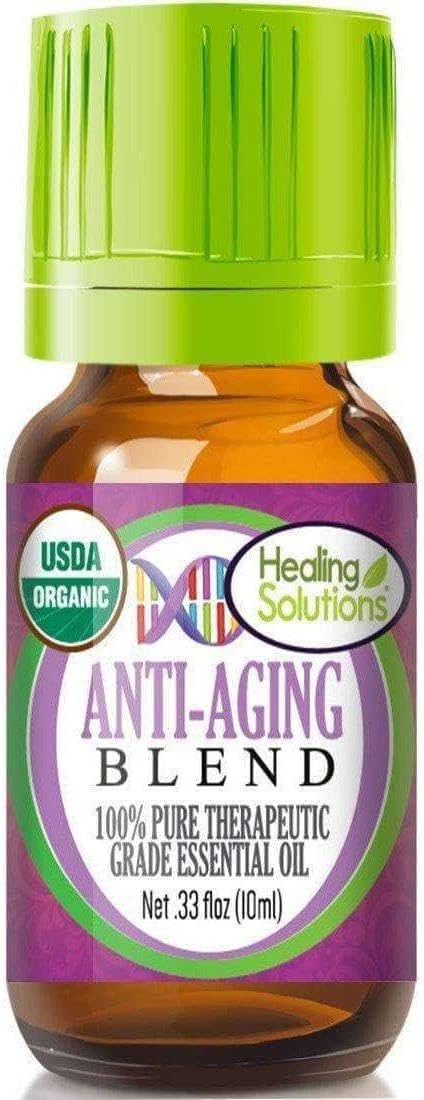 Healing Solutions Oils - 0.33 oz Anti Aging Essential Oil Blends Organic Age Defying Essential Oil Blend - 10 ml - Organic Antiaging Essential Oil - Anti Age Essential Oil Blend