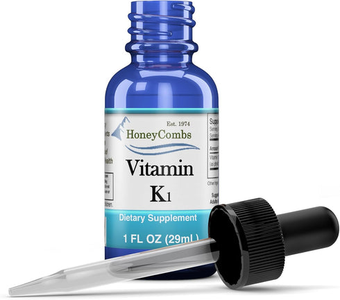 HoneyCombs Vitamin K1 Liquid Drops, High Potency for Bone Health, 1 Fl oz