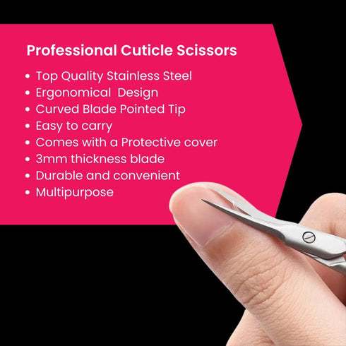 High Grade 440C Japanese Steel Cuticle Scissors, Precise Pointed Tip for Grooming, Matte Silver, Men & Women