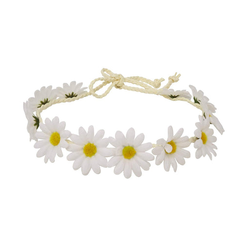 Honbay 2PCS Fashion Flower Headband, Sunflower Hair Wreath Festival Hair Band (Yellow + White)