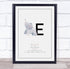 The Card Zoo New Baby Birth Details Christening Nursery Initial E Elephant Gift Print