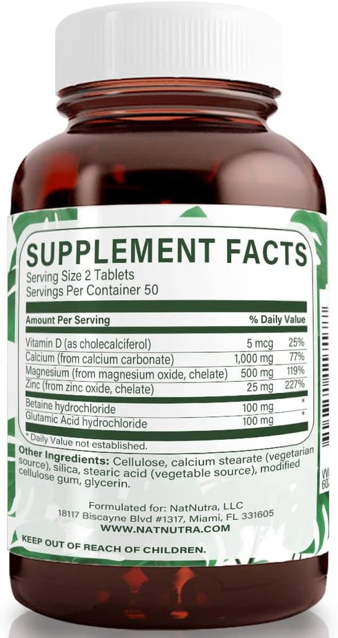 Natural Nutra Calcium Magnesium Zinc Supplement with Vitamin D3 for Bone Strength, 100 Count (Pack of 3), Gluten-Free